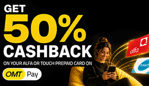 50% cashback on alfa & touch prepaid cards